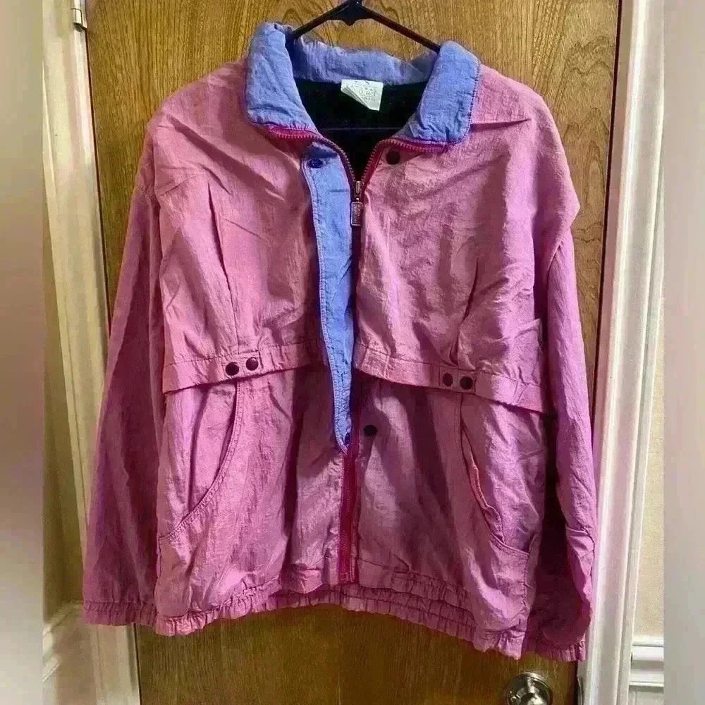 Vintage 90s Natural Sport Colorbock Windbreaker Pink and Purple Size L